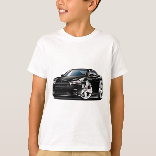 Camiseta Coche negro del RT del cargador de Dodge (Anverso)