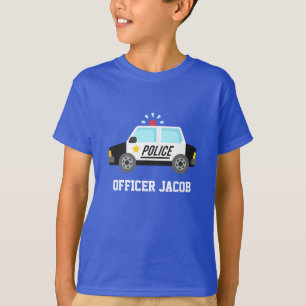 Camiseta Coche policía clásico con la sirena para los ni