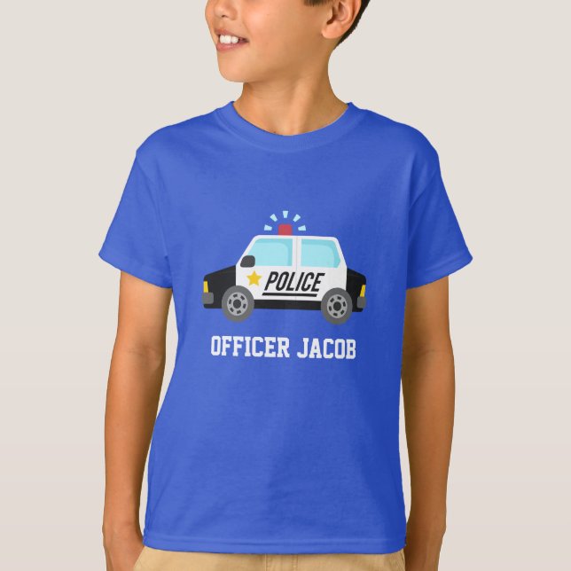 Camiseta Coche policía clásico con la sirena para los niños (Anverso)