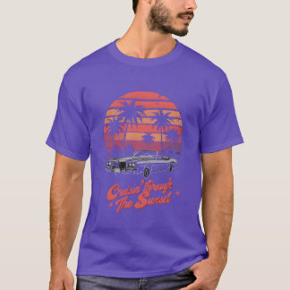 Camiseta Coche puesta de sol retro circulando por el atarde