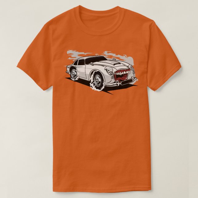 CAMISETA COCHE RETRO BLANCO MONSTER (Diseño del anverso)