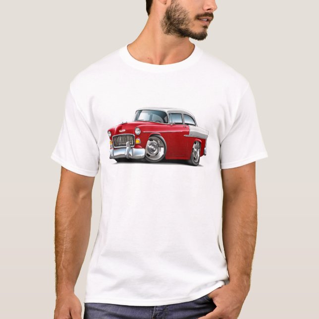 Camiseta Coche Rojo-Blanco 1955 de Chevy Belair (Anverso)