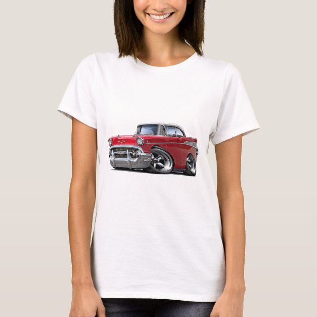 Camiseta Coche Rojo-Blanco 1957 de Chevy Belair (Anverso)