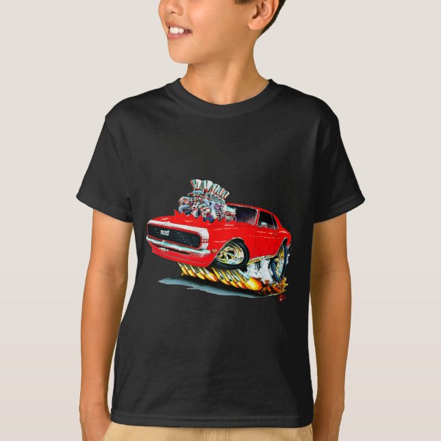 Camiseta Coche Rojo-Blanco 1968 de Camaro (Anverso)