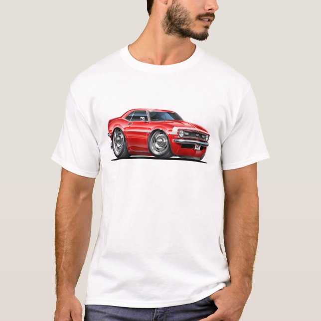 Camiseta Coche Rojo-Blanco 1968 de Camaro (Anverso)