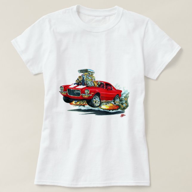 Camiseta Coche Rojo-Blanco 1970-72 de Camaro (Diseño del anverso)