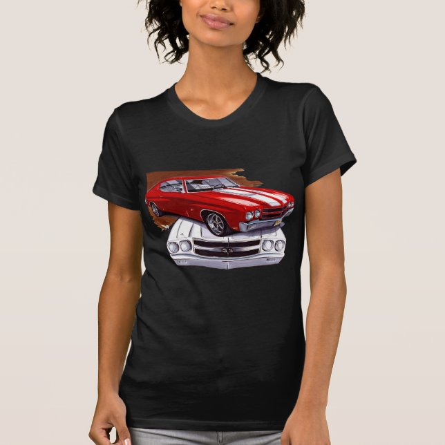 Camiseta Coche Rojo-Blanco 1970 de Chevelle (Anverso)