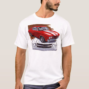 Camiseta Coche Rojo-Blanco 1970 de Chevelle