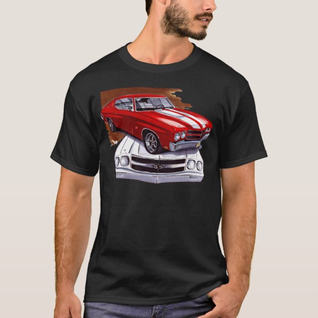 Camiseta Coche Rojo-Blanco 1970 de Chevelle (Anverso)