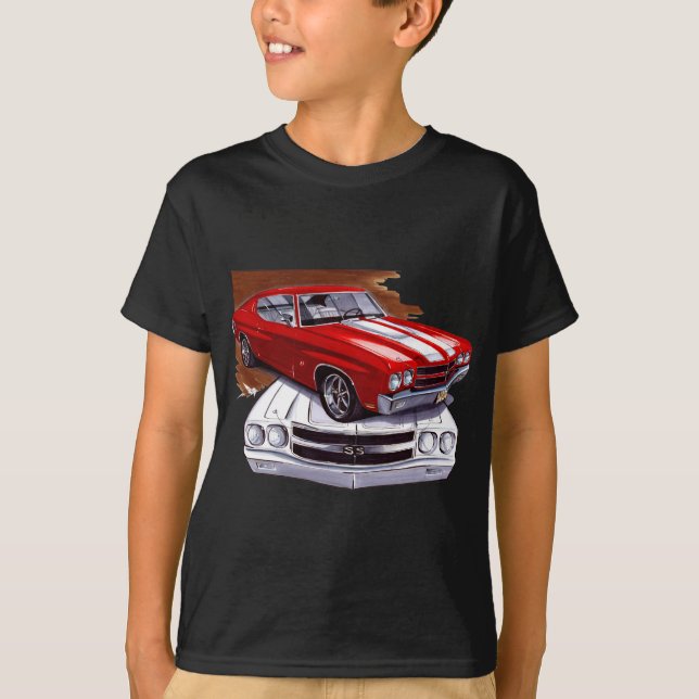Camiseta Coche Rojo-Blanco 1970 de Chevelle (Anverso)