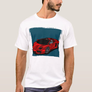 Camiseta Coche rojo con fondo azul