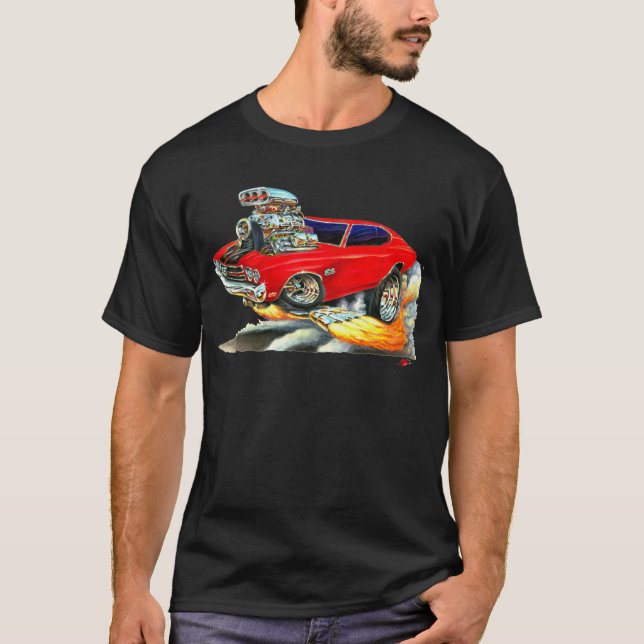 Camiseta Coche Rojo-Negro 1970 de Chevelle (Anverso)