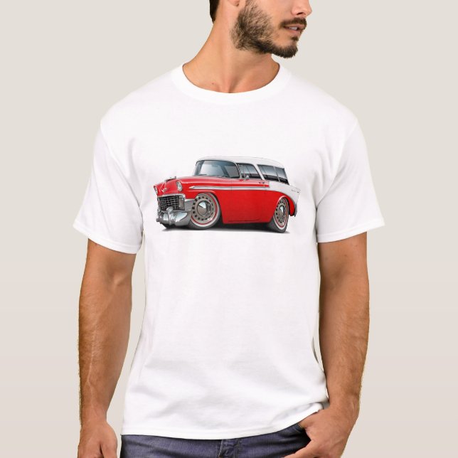 Camiseta Coche superior Rojo-Blanco 1956 del nómada (Anverso)