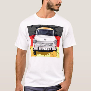 Camiseta Coche trabante y bandera alemana, muro de Berlín