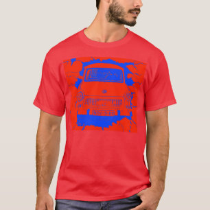 Camiseta Coche trabante y muro de Berlín rojo/azul