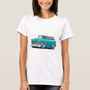 Camiseta Coche Turquesa-Blanco 1955 del nómada de Chevy