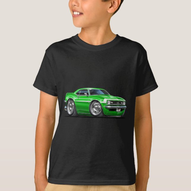 Camiseta Coche Verde-Blanco 1968 de Camaro (Anverso)