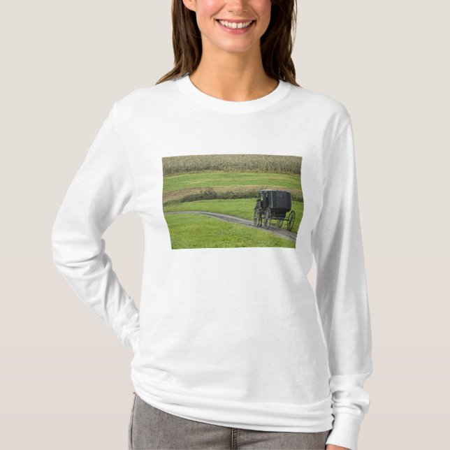 Camiseta Cochecillo de Amish en el carril de la granja, (Anverso)