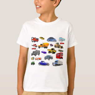 Camiseta coches de carreras del autobús de la niveladora
