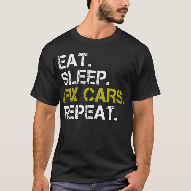 Camiseta Coches De Fijación Del Sueño Repetidos Mecánicos D (Anverso)