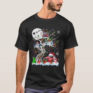 Camiseta Coches de policía de elfos renos de Santa en el ár