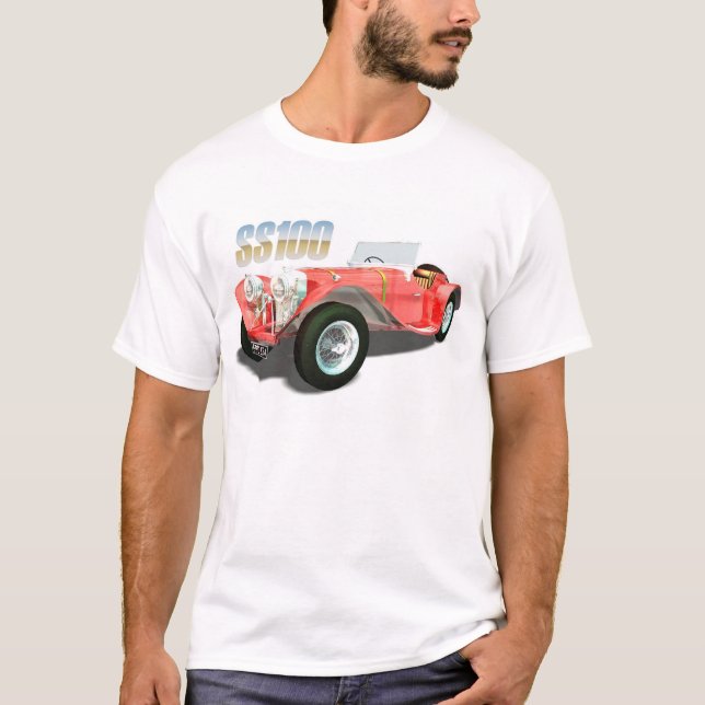 Camiseta Coches del culto - Jaguar SS100 (Anverso)