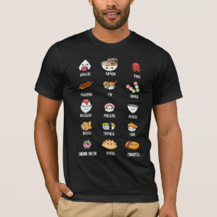 Camiseta Cocina asiática ligera Kawaii Sushi Rice Fish Ram