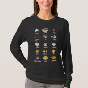 Camiseta Cocina asiática ligera Kawaii Sushi Rice Fish Rame