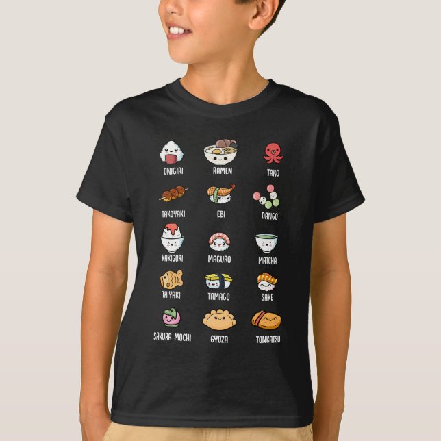 Camiseta Cocina asiática ligera Kawaii Sushi Rice Fish Rame (Anverso)