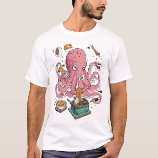Camiseta Cocina caótica Chef Funny Octopus Sushi