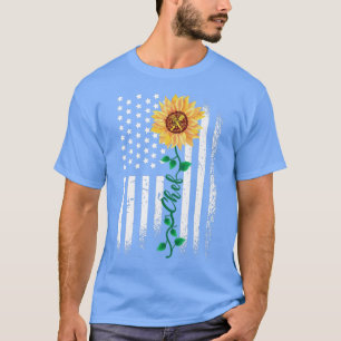 Camiseta Cocina Cocina Cocina Americana Bandera Sunflower C