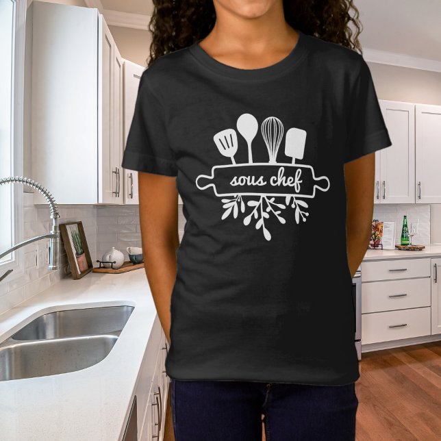 Camiseta Cocina de chef Kid Sous Utensil y vegetación (Subido por el creador)