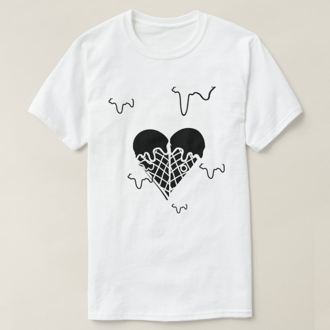Camiseta Cocina de corazón negro de Mikitiez y helado (Diseño del anverso)