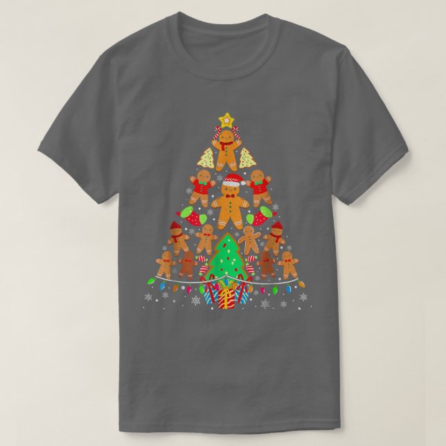 Camiseta Cocina de pan de jengibre de árbol de Navidad (Diseño del anverso)