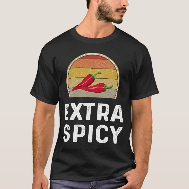 Camiseta Cocina extra picante de pimiento chile retro (Anverso)
