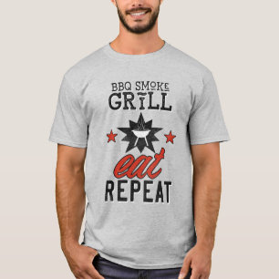Camiseta Cocina vintage de BBQ Smoke de repetición de la co