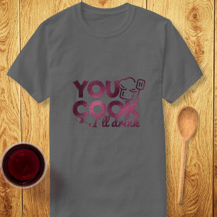 Camiseta Cocina, yo beberé tipografía de Relieve metalizado