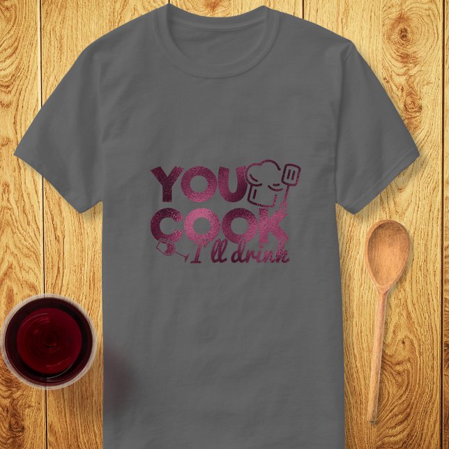 Camiseta Cocina, yo beberé tipografía de Relieve metalizado (Subido por el creador)
