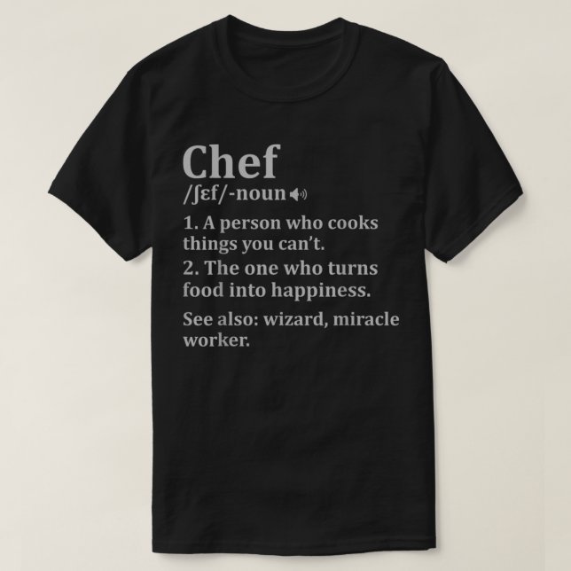 Camiseta Cocinar regalos Chefs Chef Definition (Diseño del anverso)
