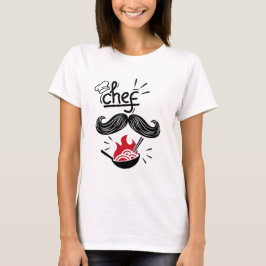 Camiseta Cocinero con bigote cocinando