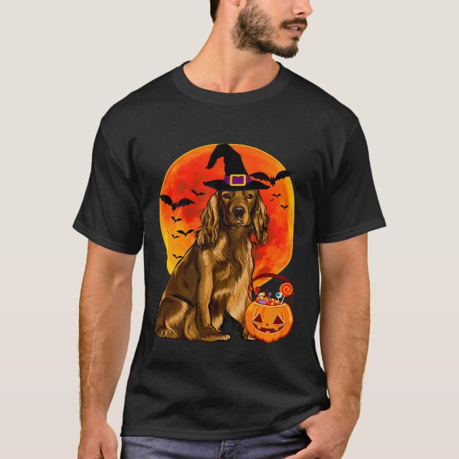 Camiseta Cocinero de perros Halloween Spaniel Jack O Lanter (Anverso)