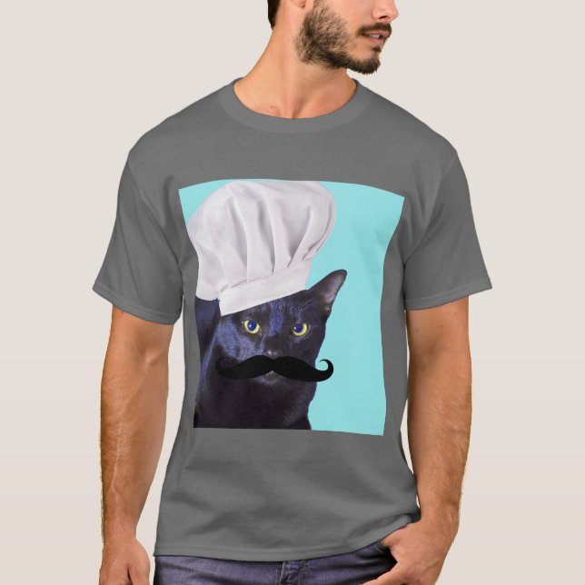 Camiseta Cocinero italiano, gato negro (Anverso)