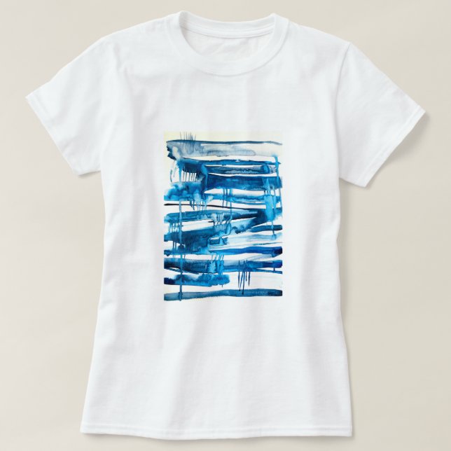 Camiseta Cocitos de acuarela de arte abstracto azul (Diseño del anverso)