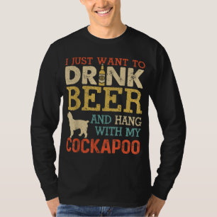 Camiseta Cockapoo Papá Bebe Cerveza Colgada Con Perro Hombr