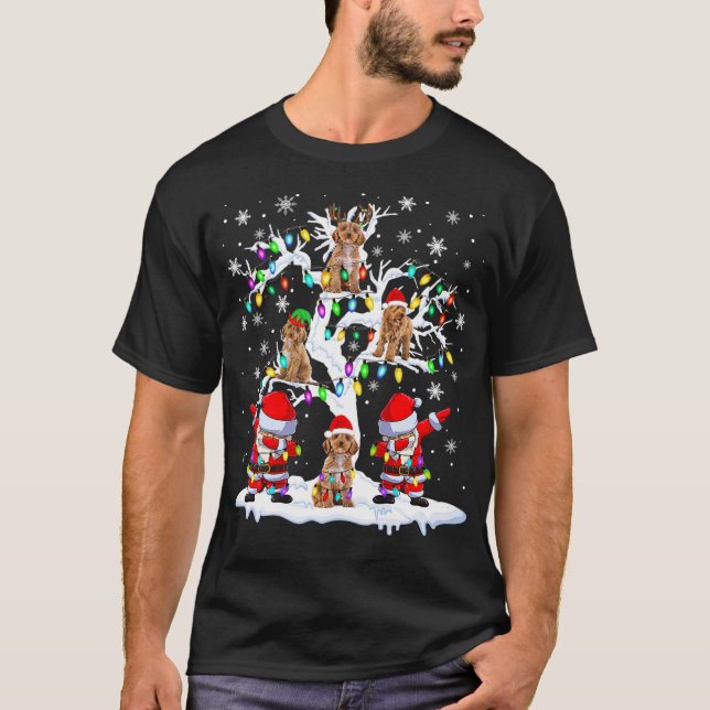 Camiseta Cockapoo reno de Santa ELF en árbol de Navidad (Anverso)