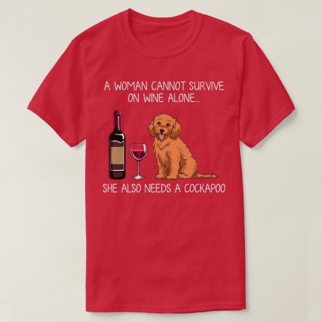 Camiseta Cockapoo y vino Perro gracioso  (Diseño del anverso)