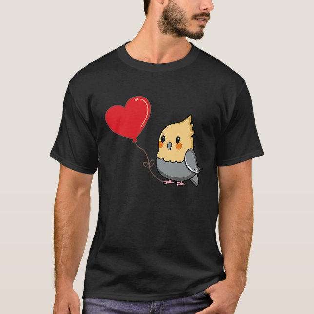 Camiseta Cockatiel con Día de San Valentín de globos cardía (Anverso)