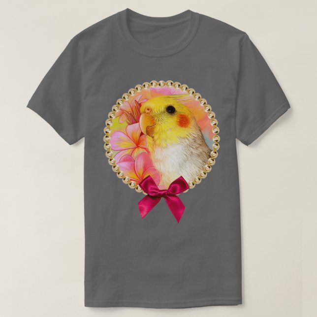 Camiseta Cockatiel con frangipani (Diseño del anverso)