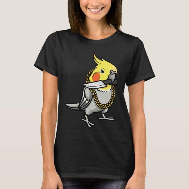 Camiseta Cockatiel Parrot With Knife (Anverso)