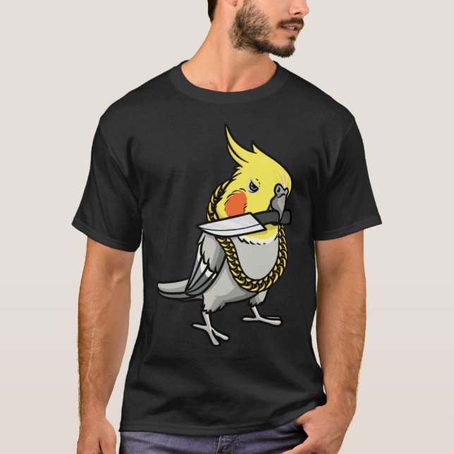 Camiseta Cockatiel Parrot With Knife (Anverso)